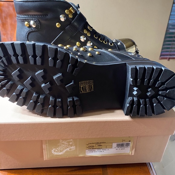 MIU MIU Studded Combat Boot NEW Black size EU 40 - Picture 13 of 13